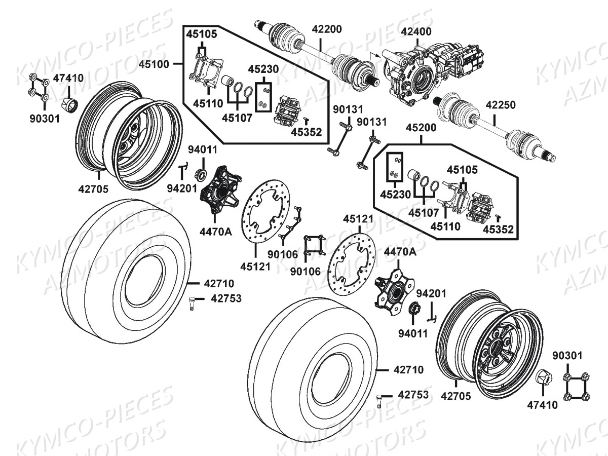 ROUES ARRIERE KYMCO MXU700i IRS Euro4