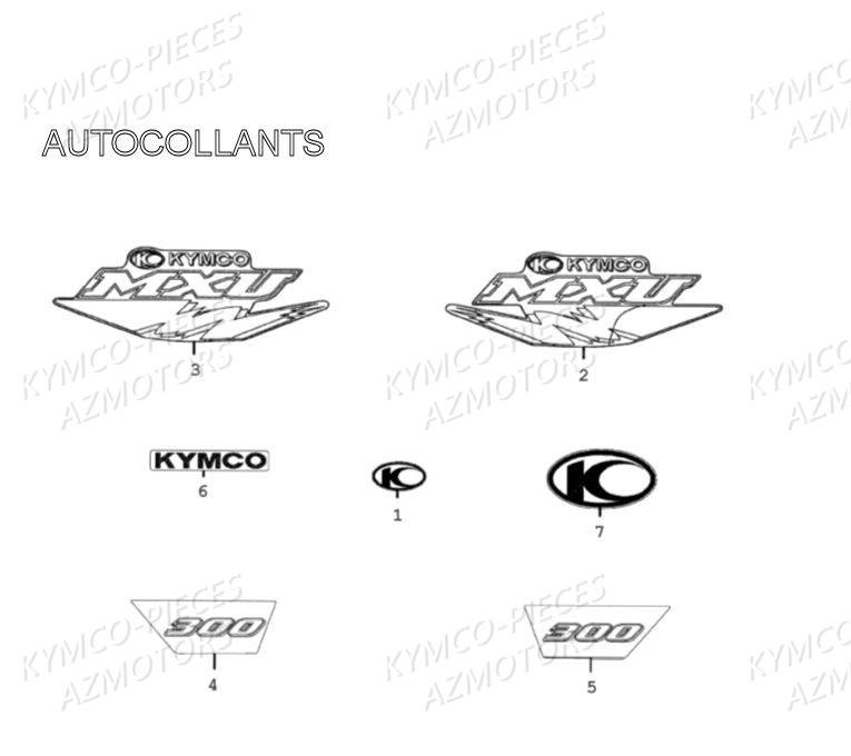 AUTOCOLLANTS KYMCO MXU 300