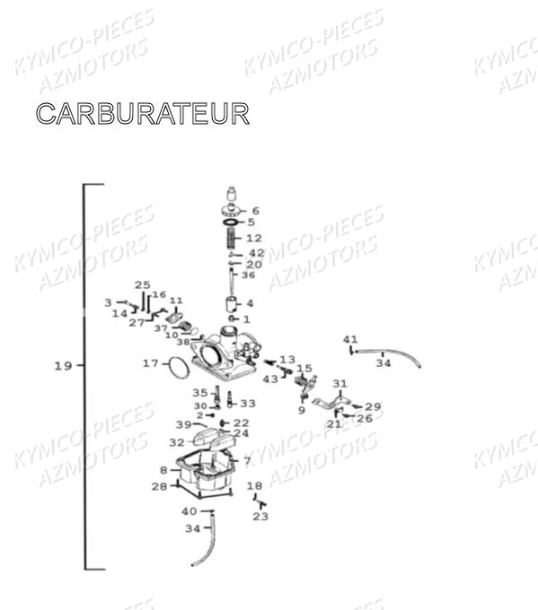 Carburateur AZMOTORS Pièces MXU 300 4T EURO II (LA60AD/LA60FD)