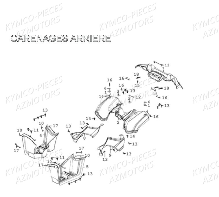 Carenages Arriere AZMOTORS Pièces MXU 300 4T EURO II