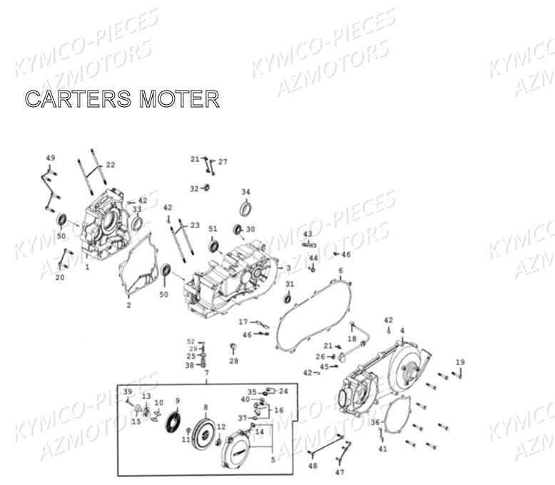 Carter Moteur AZMOTORS Pièces MXU 300 4T EURO II