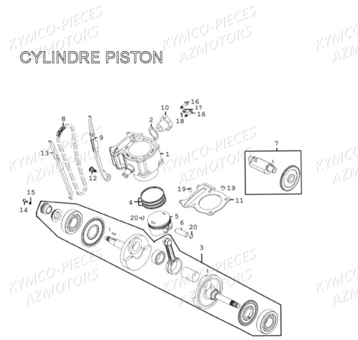 CYLINDRE-PISTON KYMCO Pièces Quad Kymco MXU 300 