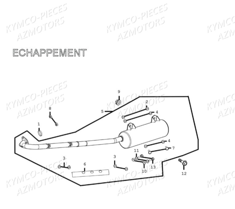 Echappement KYMCO Pièces MXU 300 4T EURO II (LA60AD/LA60FD)