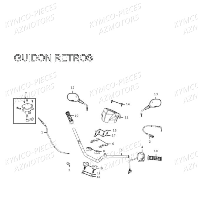 GUIDON-RETROVISEURS KYMCO Pièces Quad Kymco MXU 300 