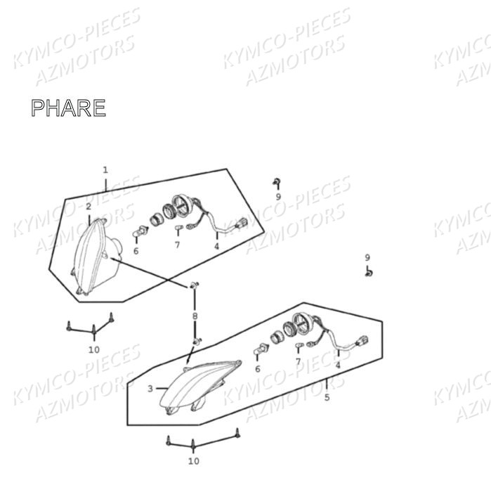 Phares AZMOTORS Pièces MXU 300 4T EURO II