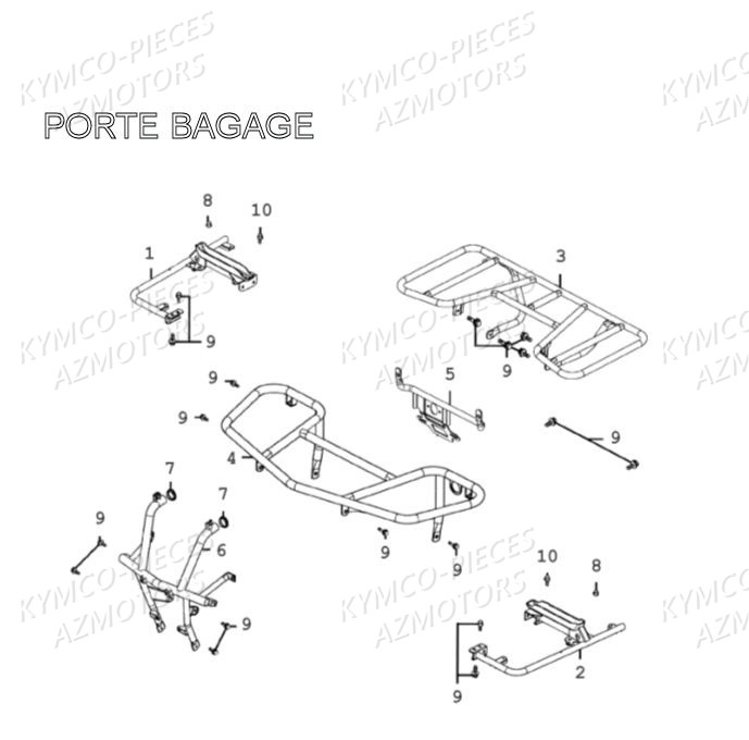 Porte Paquets KYMCO Pièces MXU 300 4T EURO II (LA60AD/LA60FD)