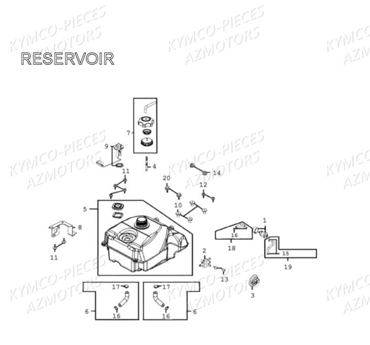 Reservoir AZMOTORS Pièces MXU 300 4T EURO II (LA60AD/LA60FD)