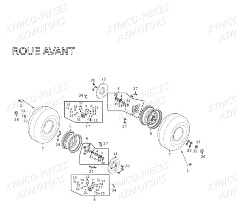 ROUES-AVANT KYMCO Pièces Quad Kymco MXU 300 