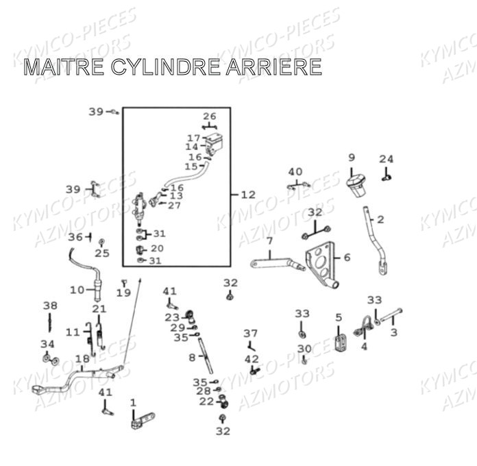 Selecteur Maitre Cylindre AZMOTORS Pièces MXU 300 4T EURO II (LA60AD/LA60FD)