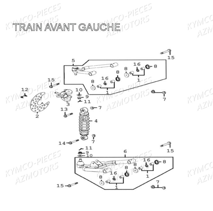 Train Avant Gauche KYMCO Pièces MXU 300 4T EURO II (LA60AD/LA60FD)