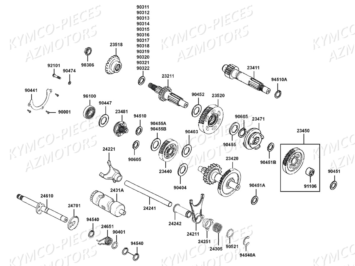 Transmission AZMOTORS Pièces MXU 300 4T EURO II