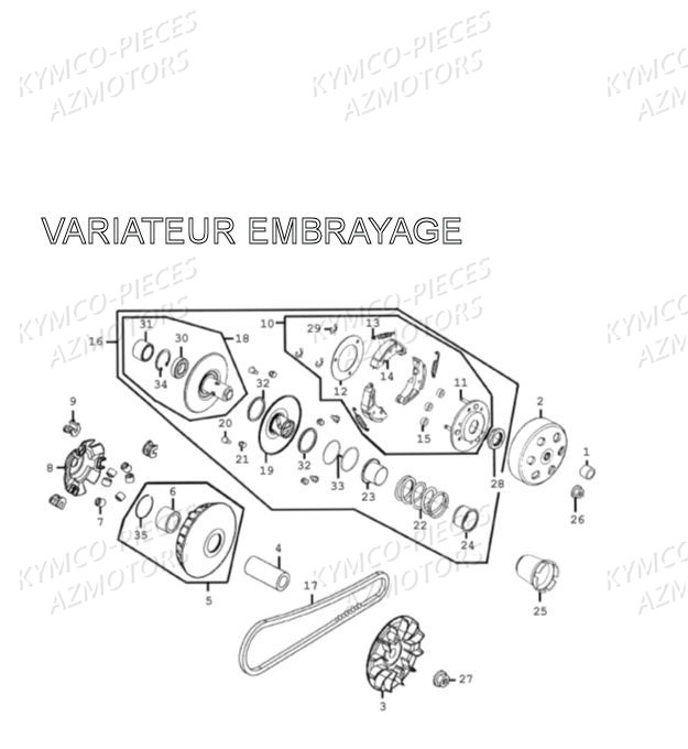 Variateur Embrayage AZMOTORS Pièces MXU 300 4T EURO II