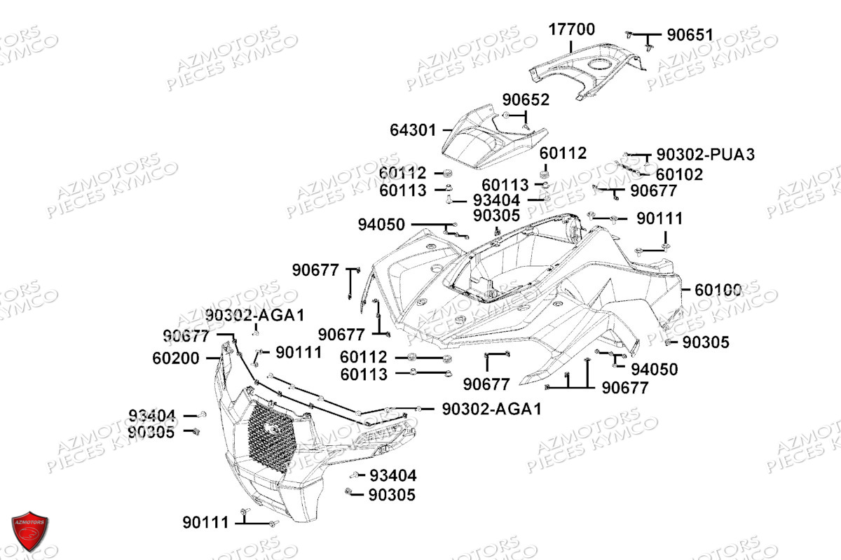 Carenages Avant KYMCO Pièces MXU 300 I T3B (XA60BD)