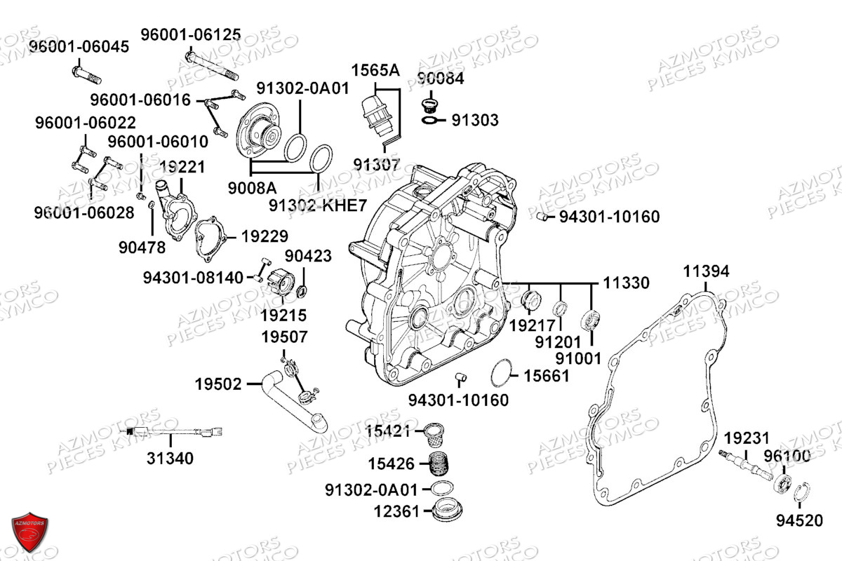 Carter Droit Pompe A Eau KYMCO Pièces MXU 300 I T3B (XA60BD)