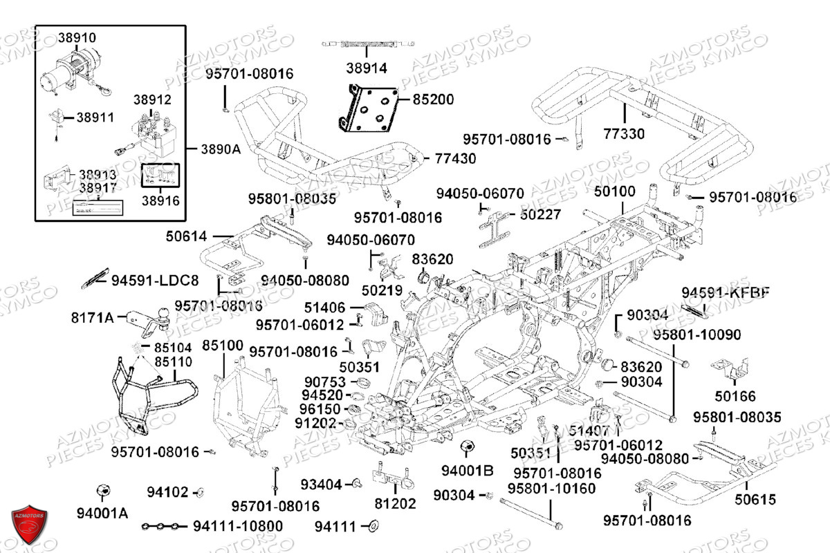 Chassis Porte Paquets Accessoires KYMCO Pièces MXU 300 I T3B (XA60BD)