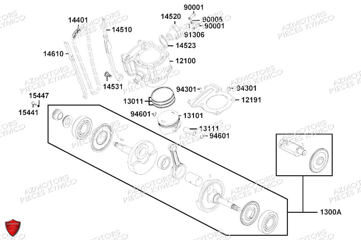 Cylindre Piston KYMCO Pièces MXU 300 I T3B (XA60BD)