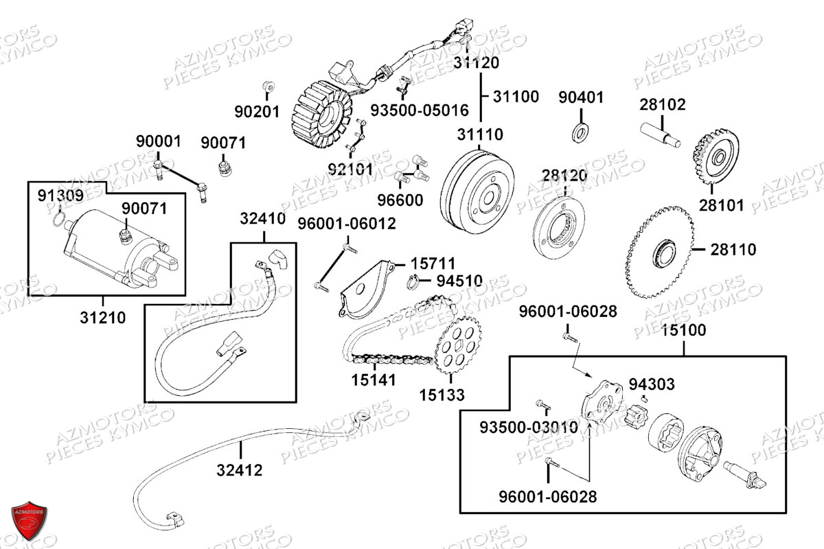 Demarreur Allumage Pompe A Huile KYMCO Pièces MXU 300 I T3B (XA60BD)