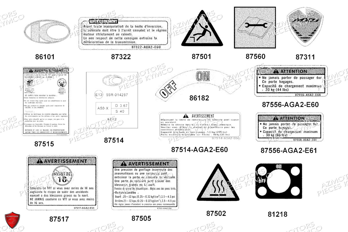 Label De Securite KYMCO Pièces MXU 300 I T3B (XA60BD)