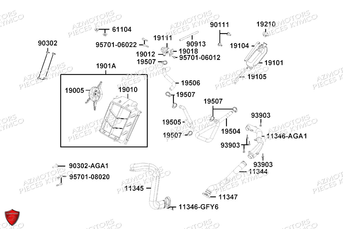 Refroidissement KYMCO Pièces MXU 300 I T3B (XA60BD)