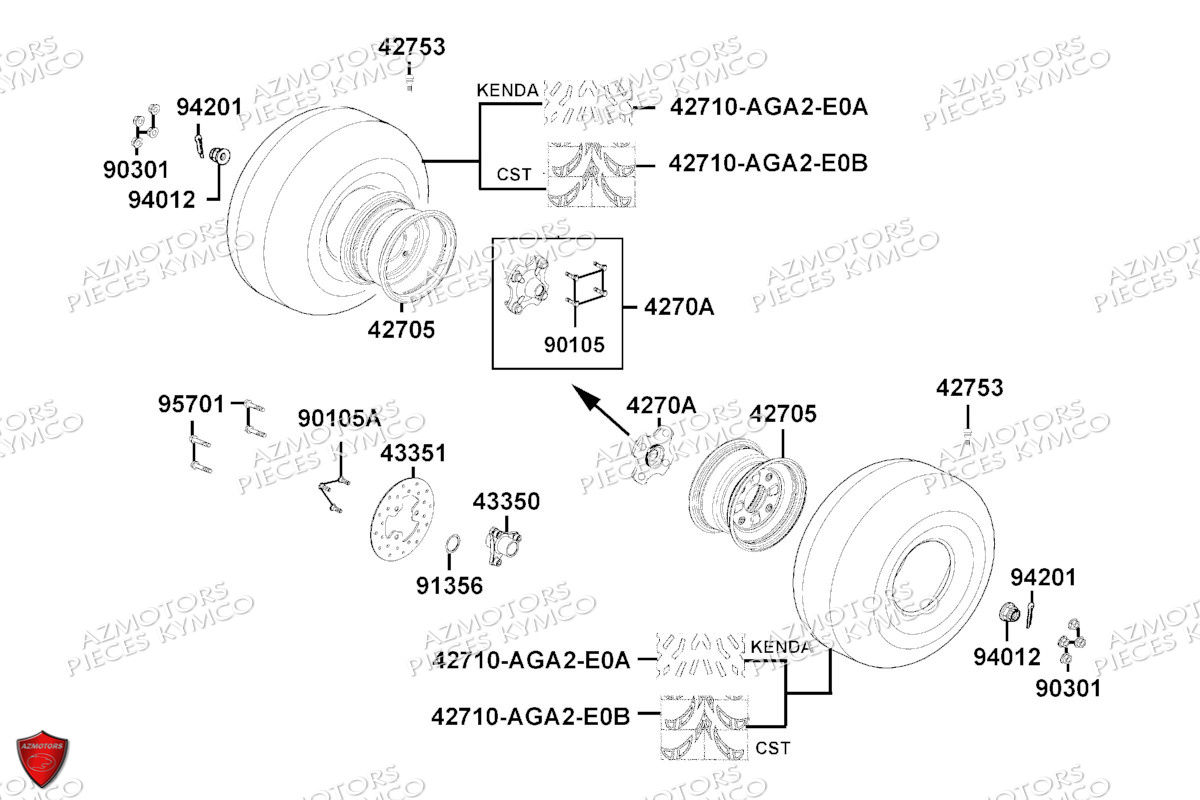 Roues Arriere KYMCO Pièces MXU 300 I T3B (XA60BD)