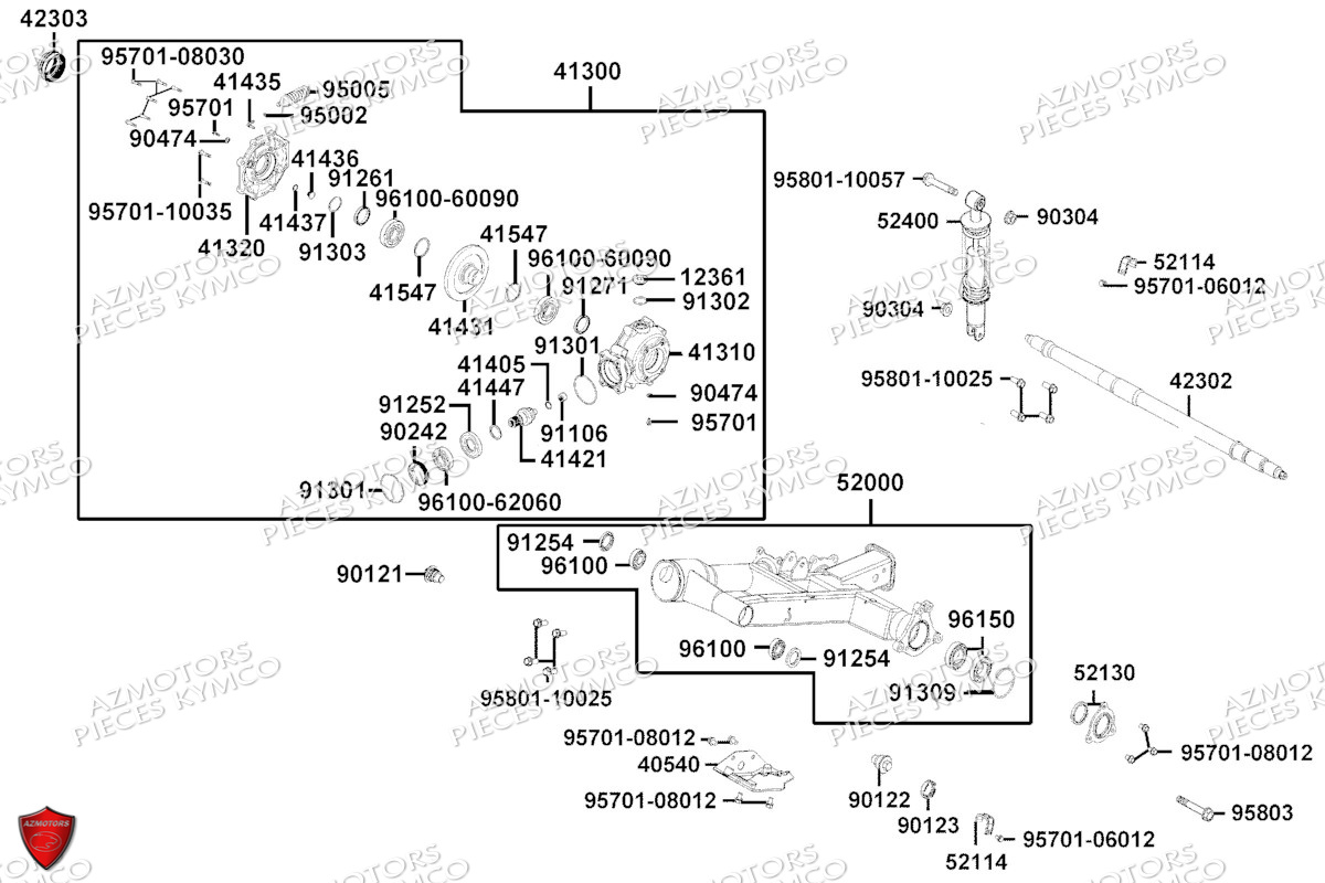 Suspension Arriere KYMCO Pièces MXU 300 I T3B (XA60BD)