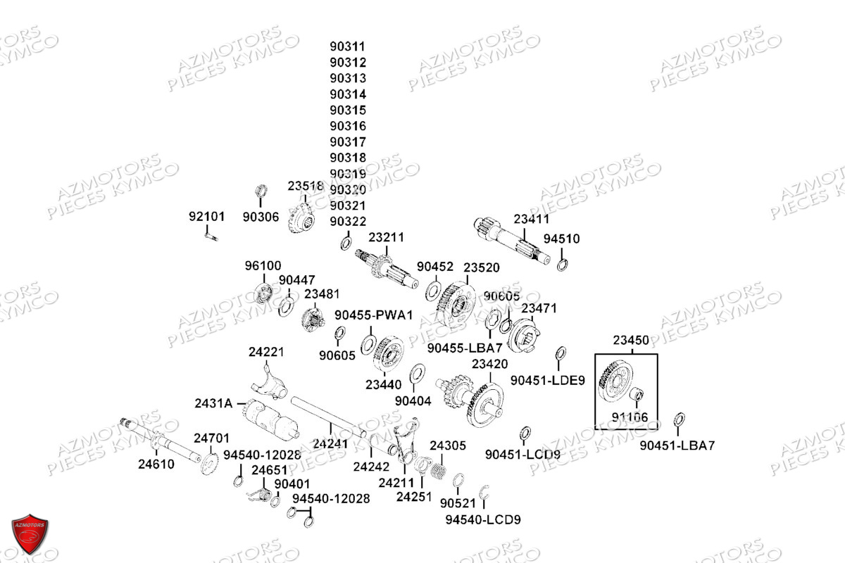 Transmission Primaire KYMCO Pièces MXU 300 I T3B (XA60BD)