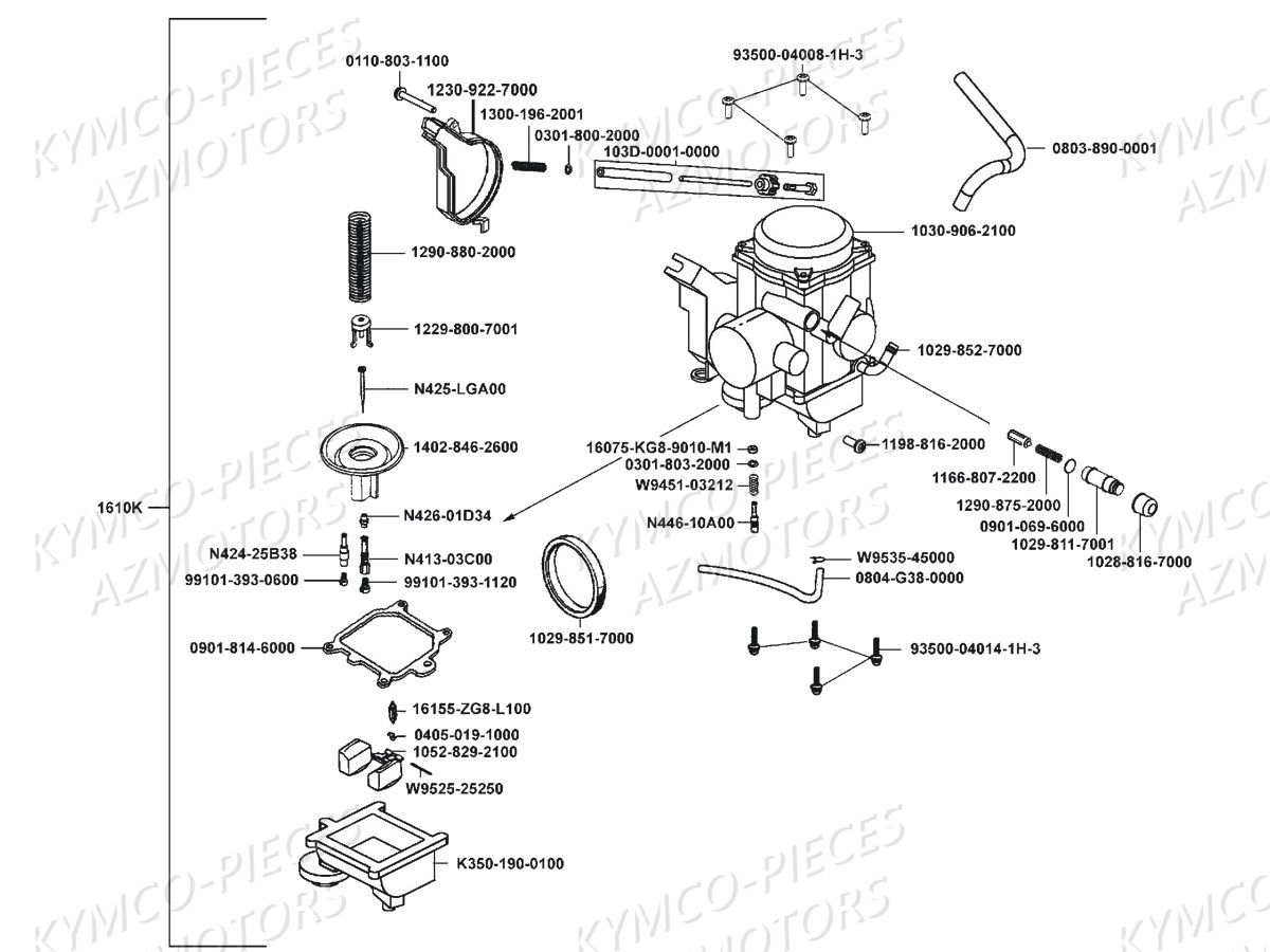 Carburation KYMCO Pieces MXU 300 US GREEN LINE 4T EURO 2 (LA60FE)