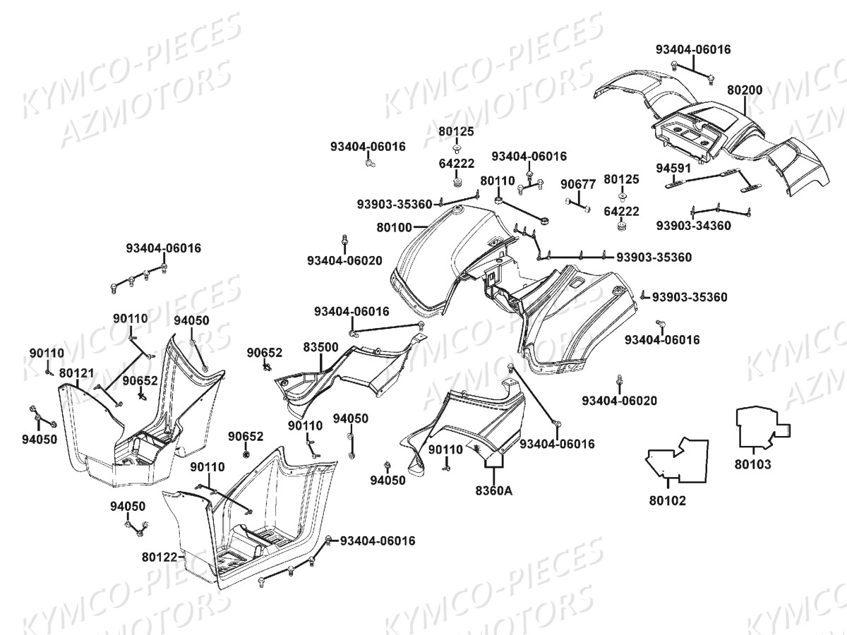 Carenages Arriere KYMCO Pieces MXU 300 US GREEN LINE 4T EURO 2 (LA60FE)