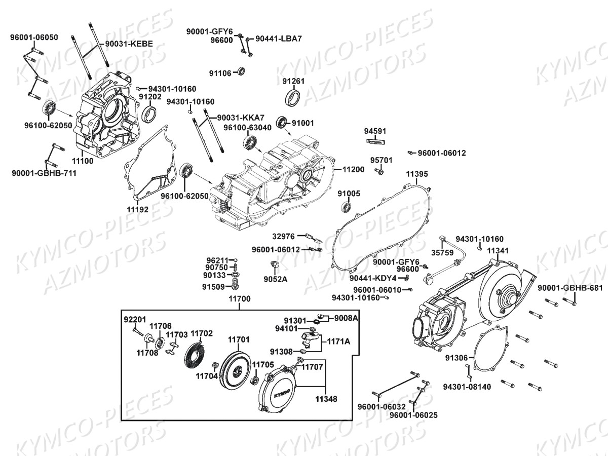 Carters Moteur KYMCO Pieces MXU 300 US GREEN LINE 4T EURO 2 (LA60FE)