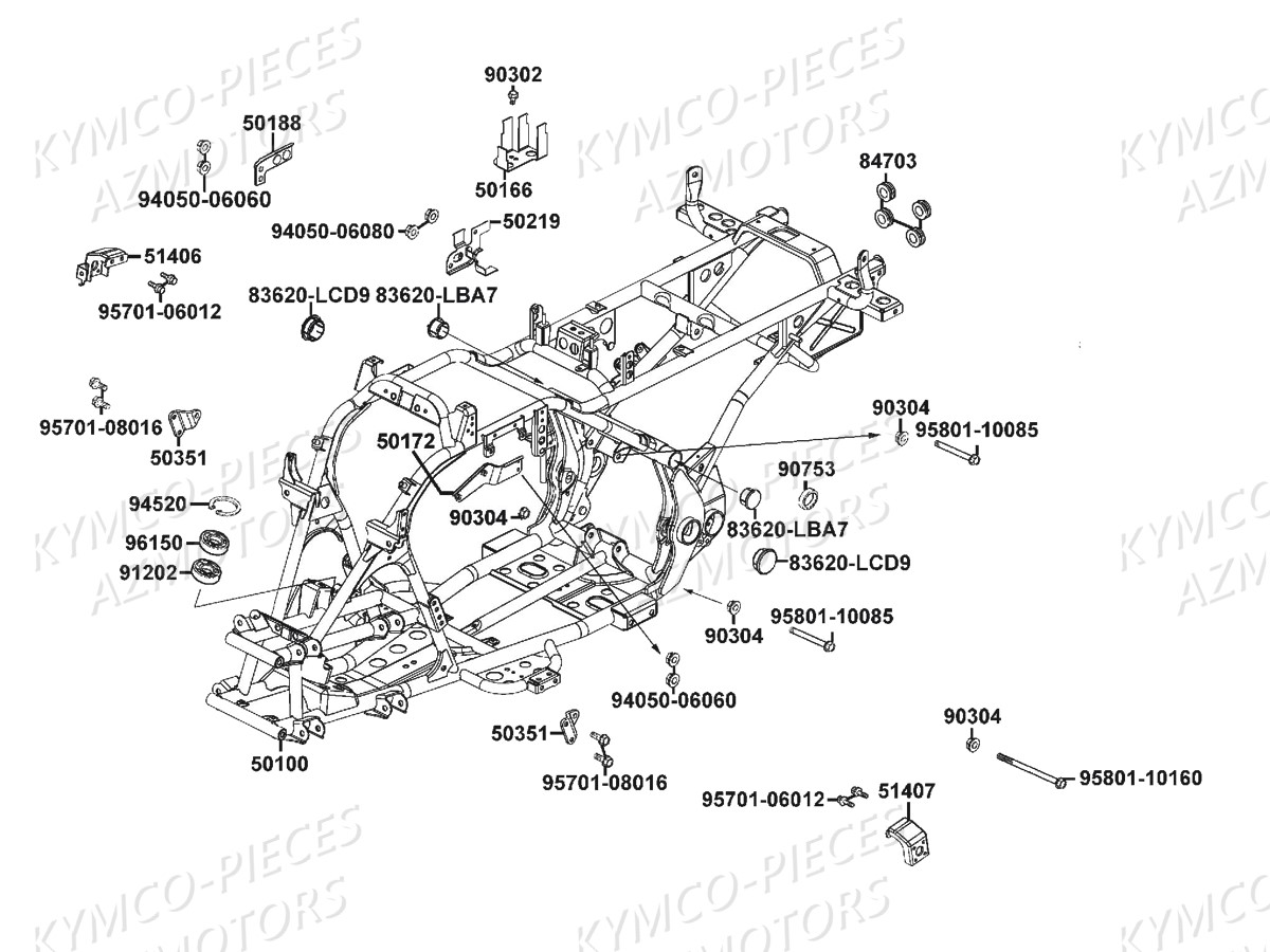 Chassis KYMCO Pieces MXU 300 US GREEN LINE 4T EURO 2 (LA60FE)