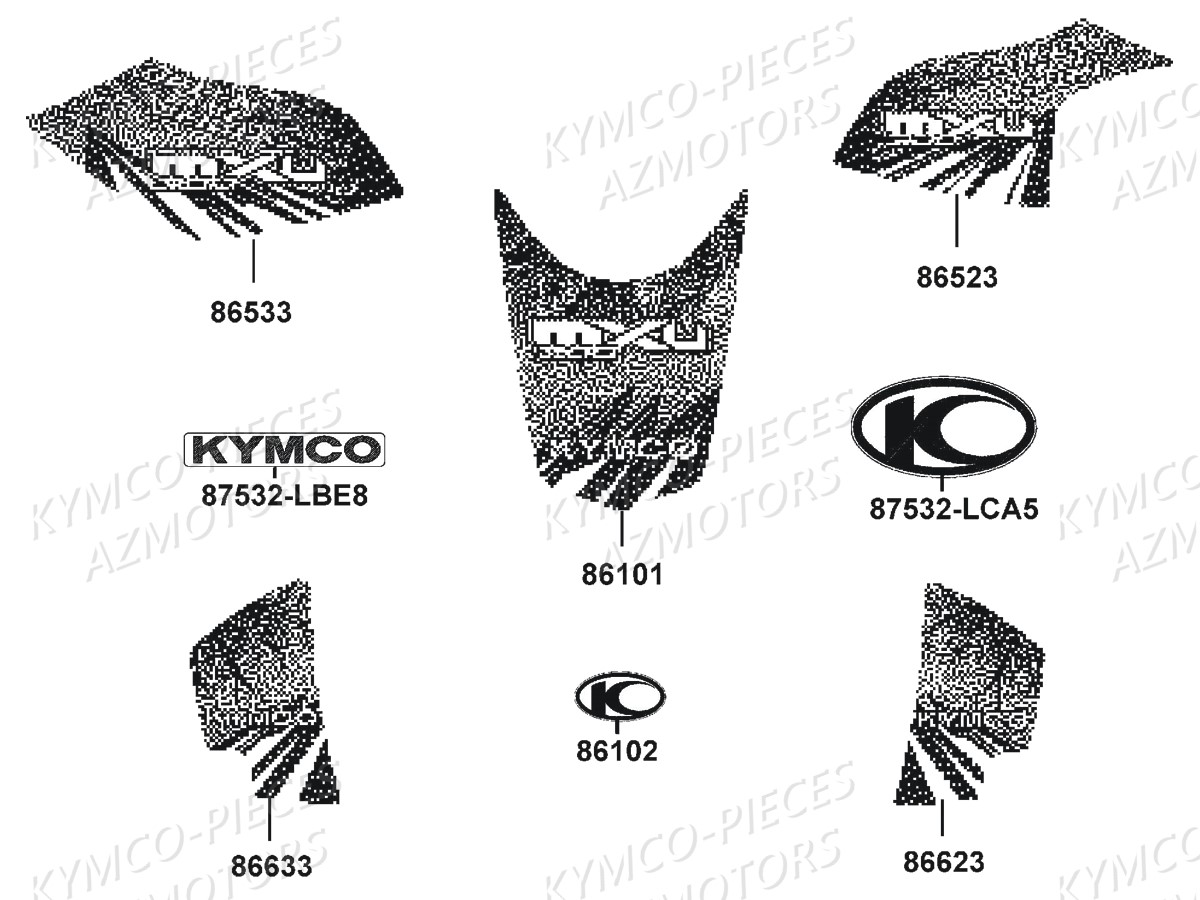Decors KYMCO Pieces MXU 300 US GREEN LINE 4T EURO 2 (LA60FE)