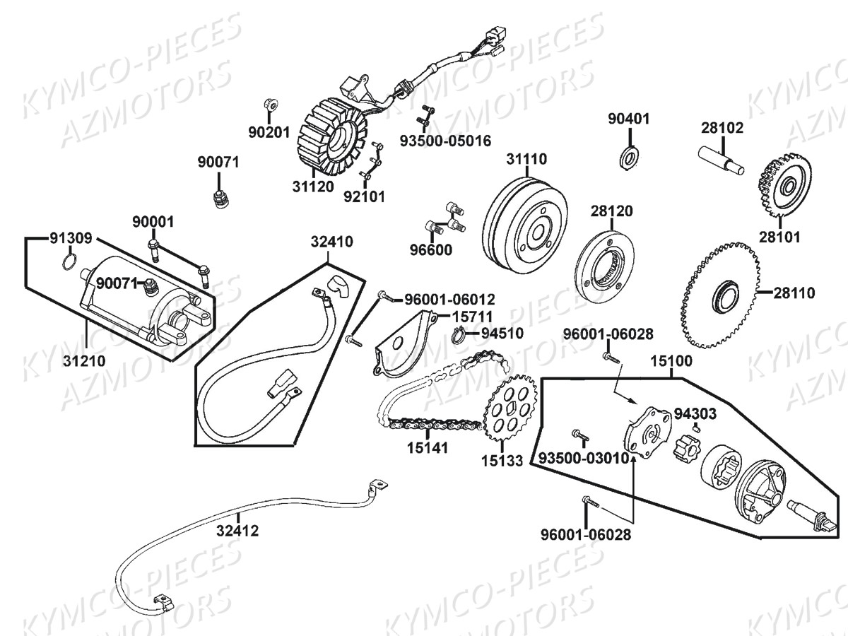 Demarreur Allumage KYMCO Pieces MXU 300 US GREEN LINE 4T EURO 2 (LA60FE)