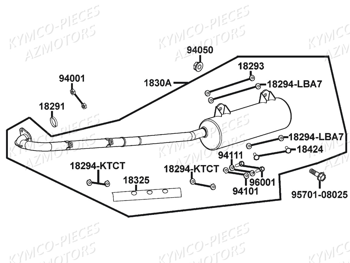 Echappement KYMCO Pieces MXU 300 US GREEN LINE 4T EURO 2 (LA60FE)