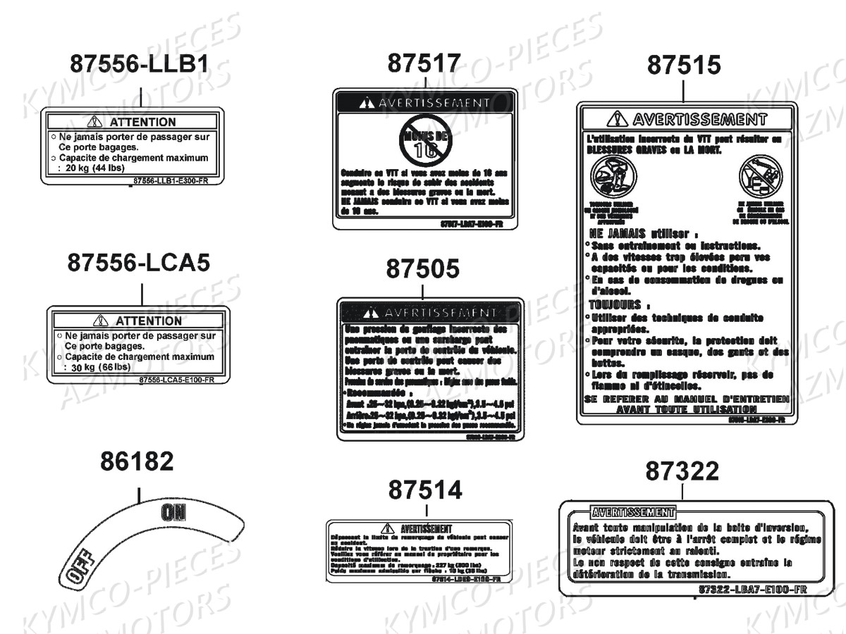 LABEL DE SECURITE KYMCO MXU 300 GREEN LINE