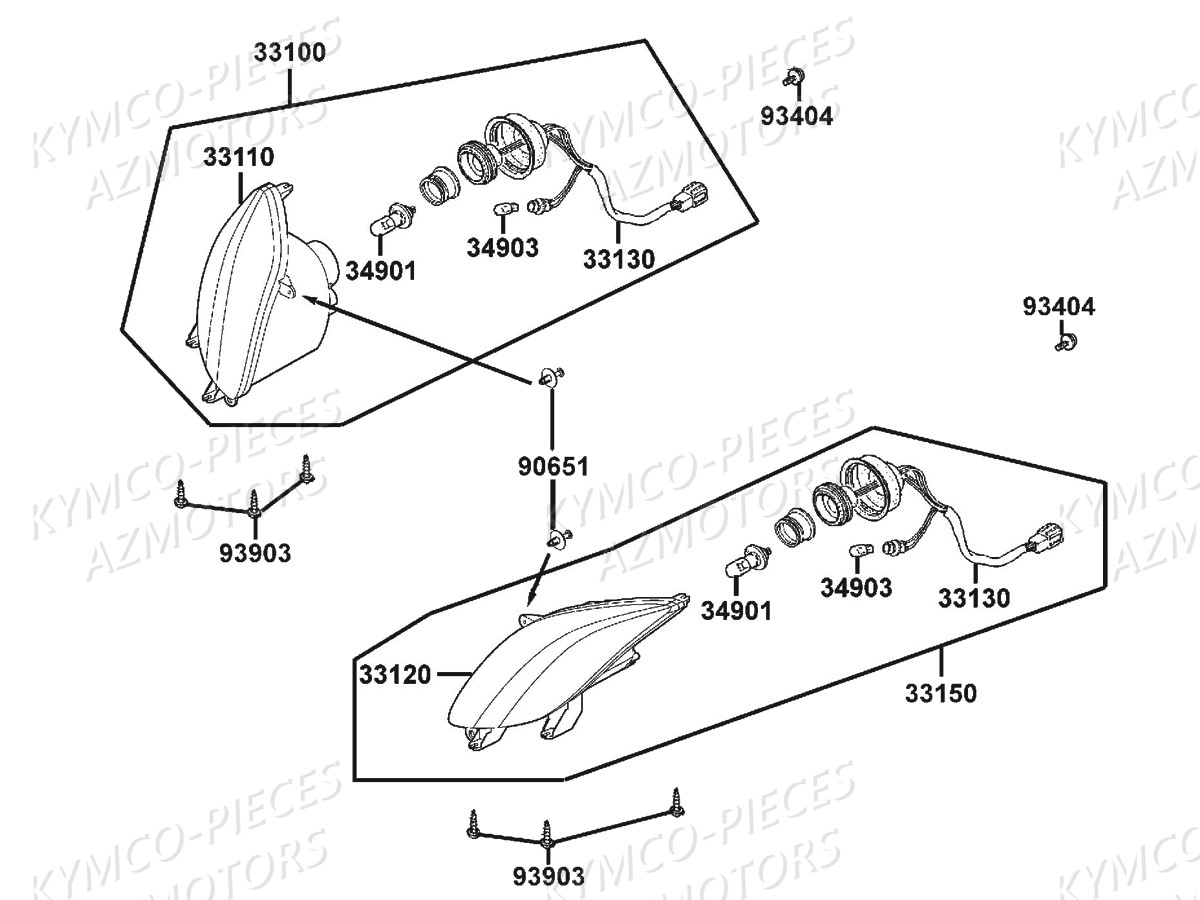 Phares KYMCO Pieces MXU 300 US GREEN LINE 4T EURO 2 (LA60FE)