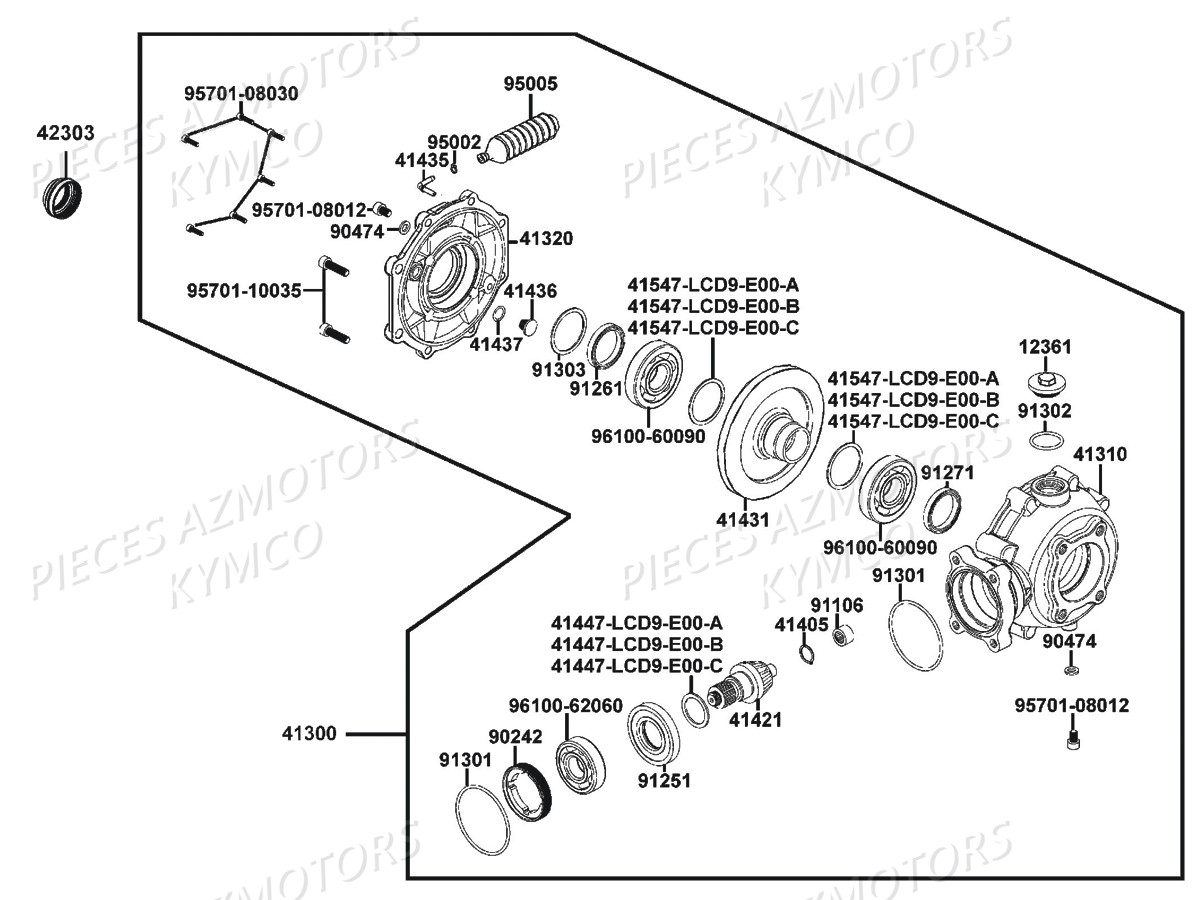 Pont Arriere KYMCO Pieces MXU 300 US GREEN LINE 4T EURO 2 (LA60FE)