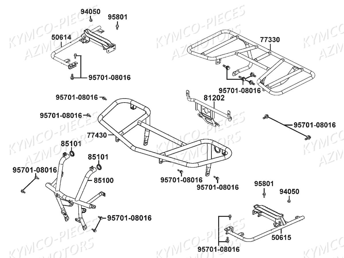 Porte Paquets KYMCO Pieces MXU 300 US GREEN LINE 4T EURO 2 (LA60FE)