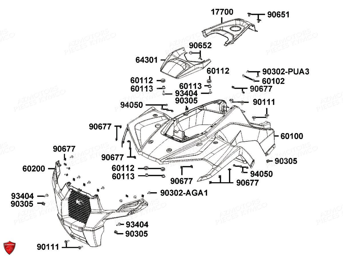 Carenages Avant KYMCO Pièces MXU 300 I T3B (XA60BA)