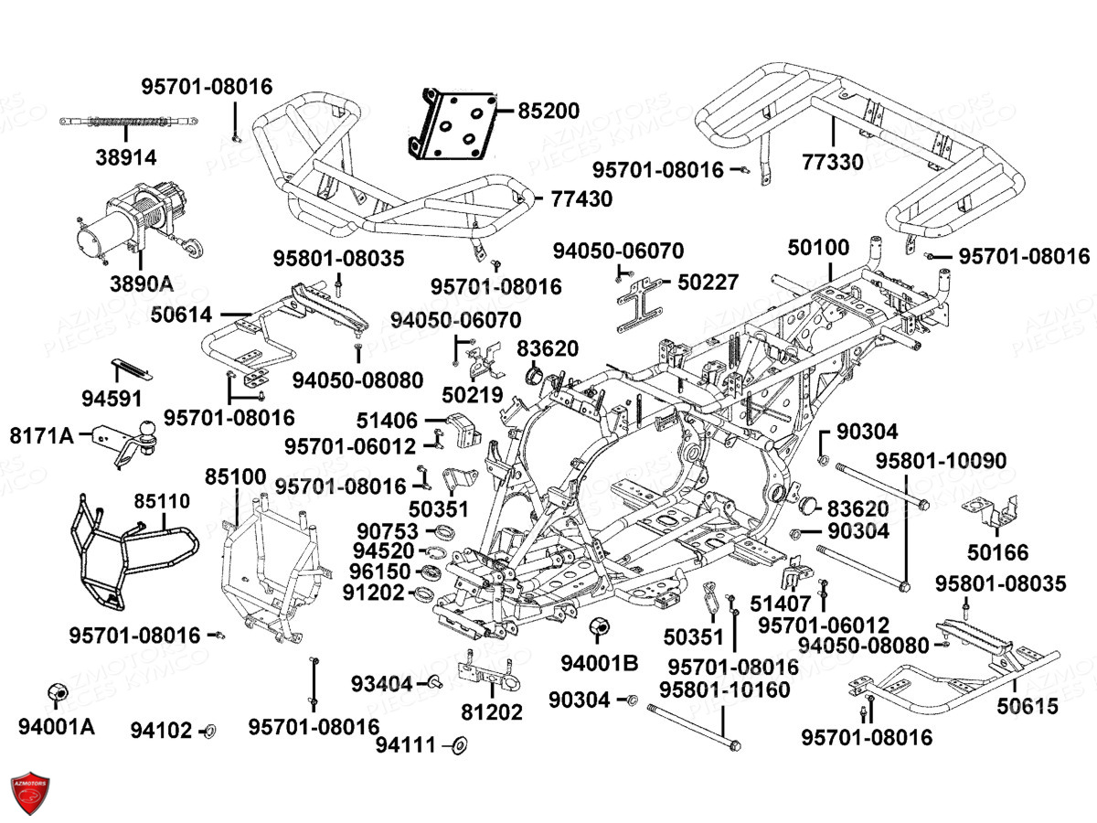 Chassis Porte Paquets AZMOTORS Pièces MXU 300 I T3B (XA60BA)