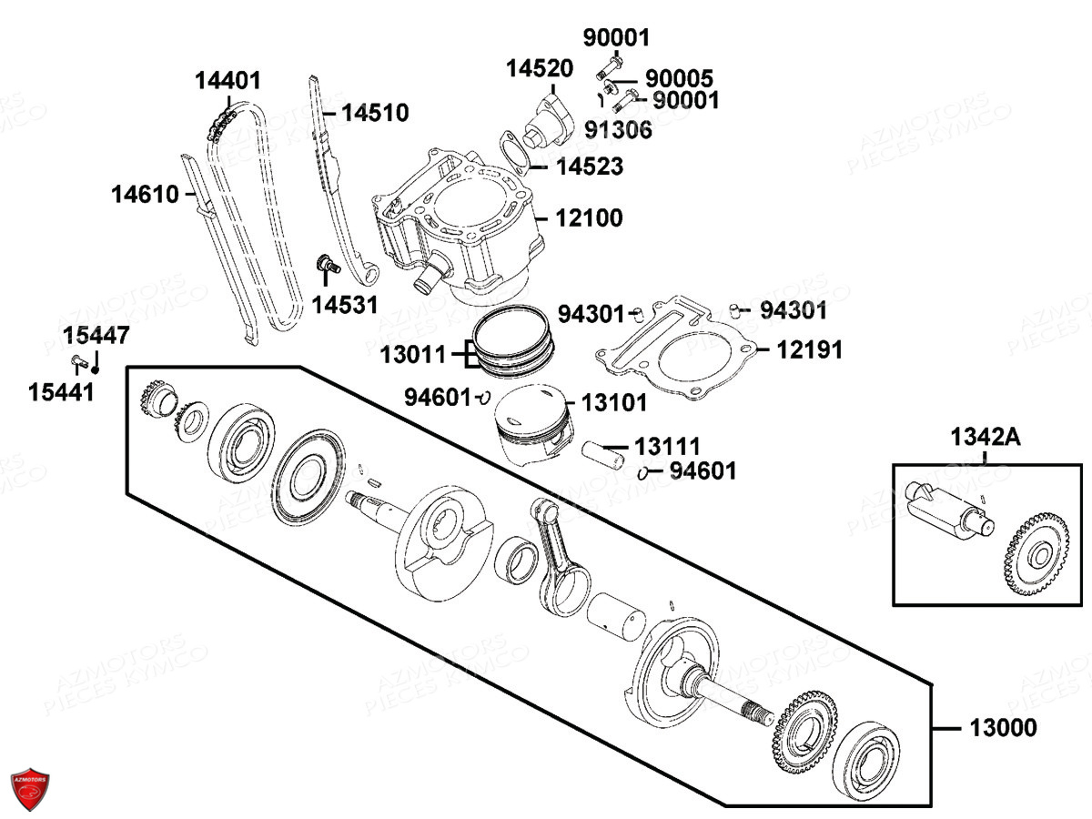 CYLINDRE PISTON AZMOTORS MXU 300 I T3B