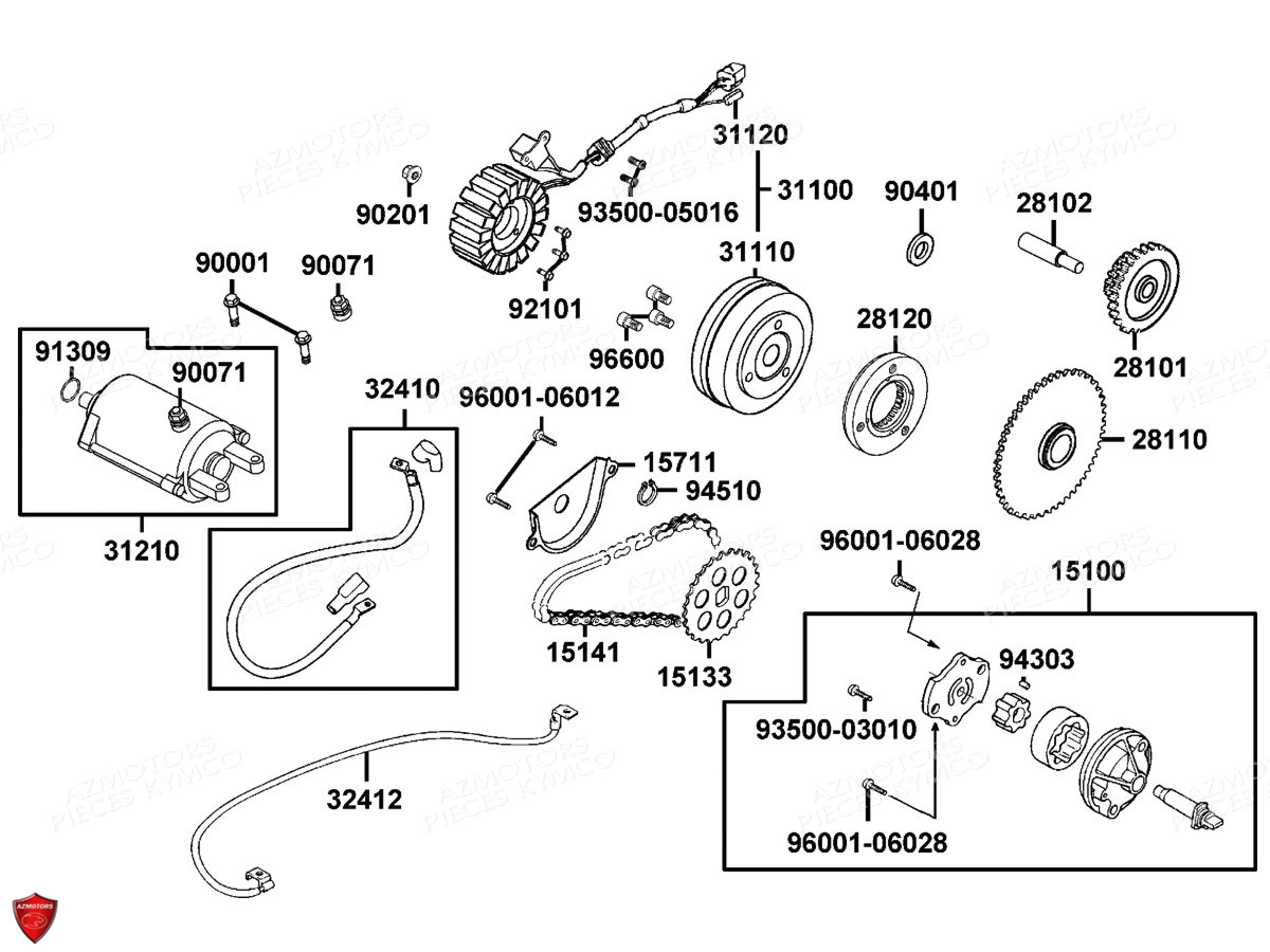 Demarreur Allumage Pompe A Huile AZMOTORS Pièces MXU 300 I T3B (XA60BA)