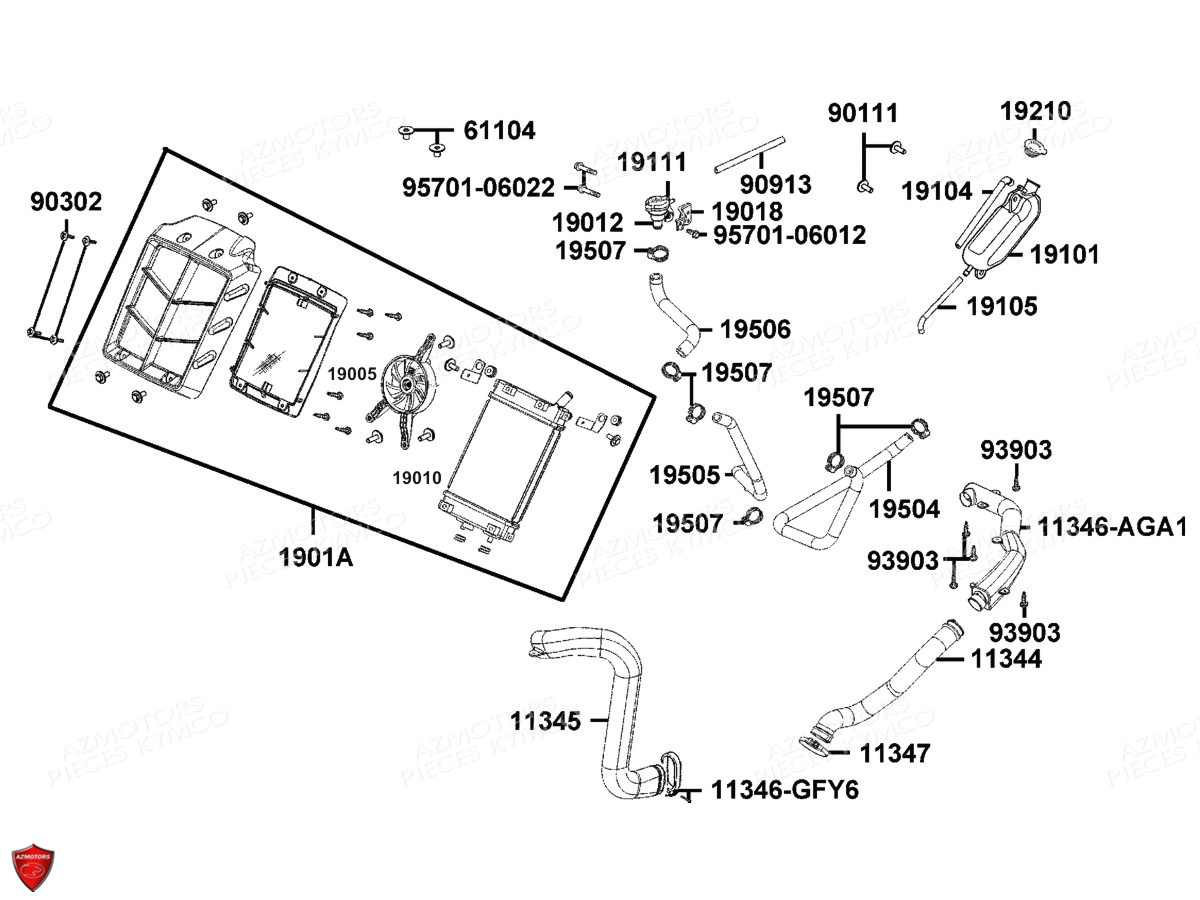 Refroidissement KYMCO Pièces MXU 300 I T3B (XA60BA)