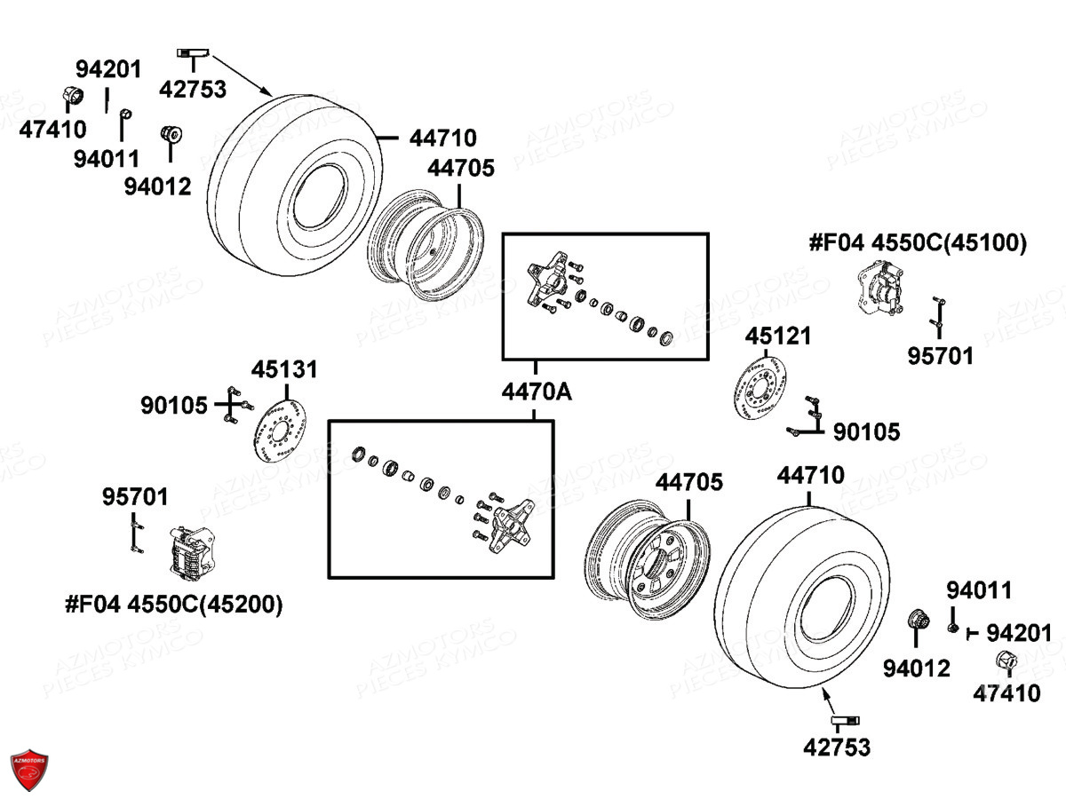 Roues Avant KYMCO Pièces MXU 300 I T3B (XA60BA)