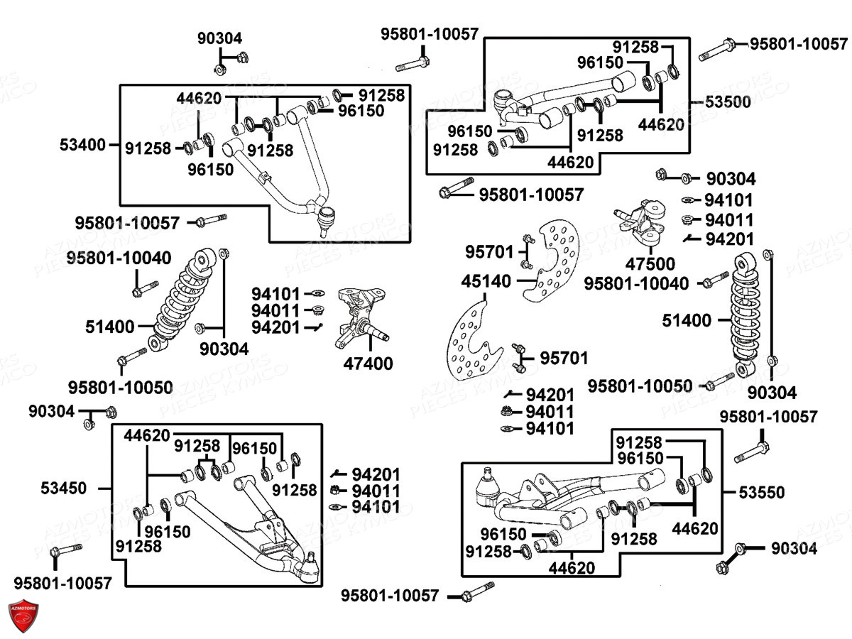 Suspension Avant AZMOTORS Pièces MXU 300 I T3B (XA60BA)