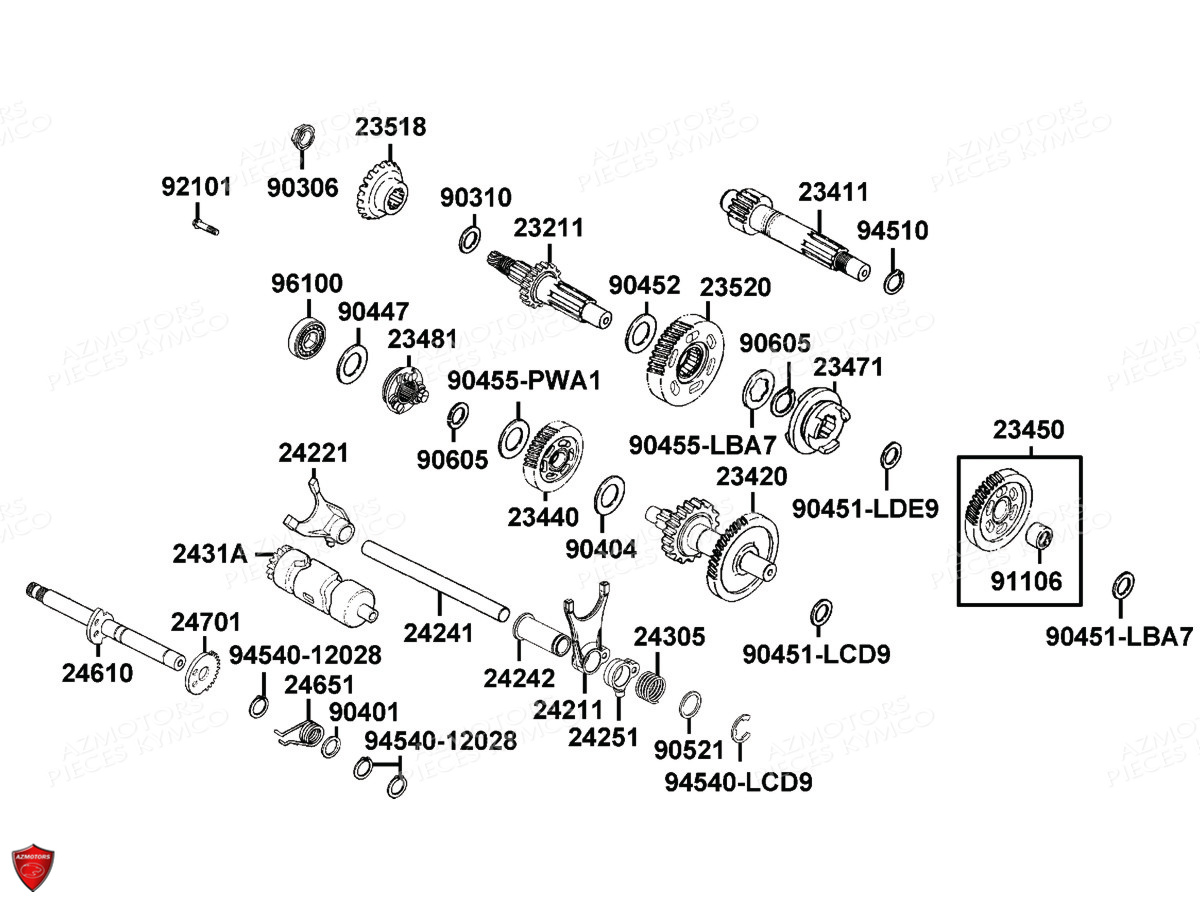 Transmission Primaire AZMOTORS Pièces MXU 300 I T3B (XA60BA)