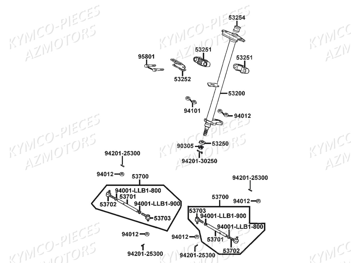 Colonne De Direction KYMCO Pieces MXU 300 US 4T EURO 2 (LA60GD)