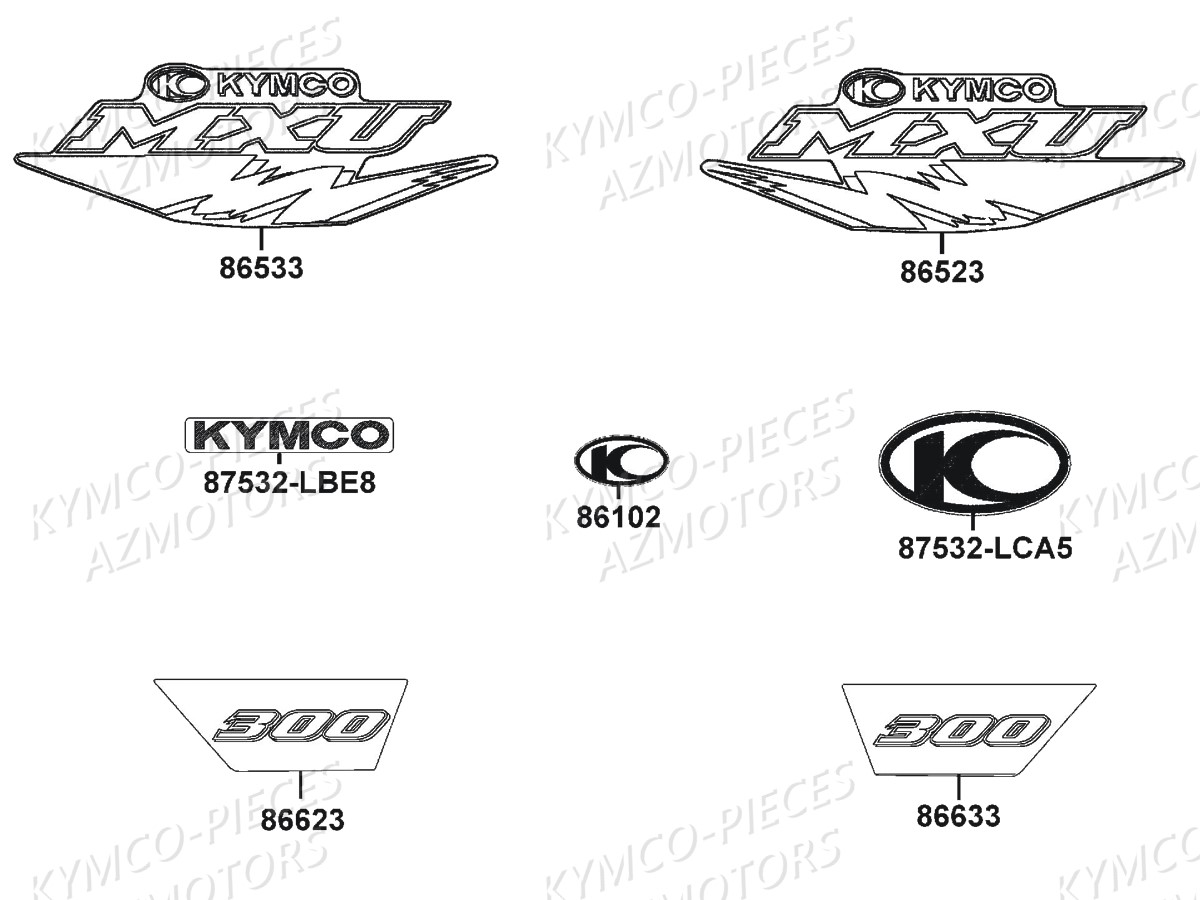 Decors KYMCO Pieces MXU 300 US 4T EURO 2 (LA60GD)