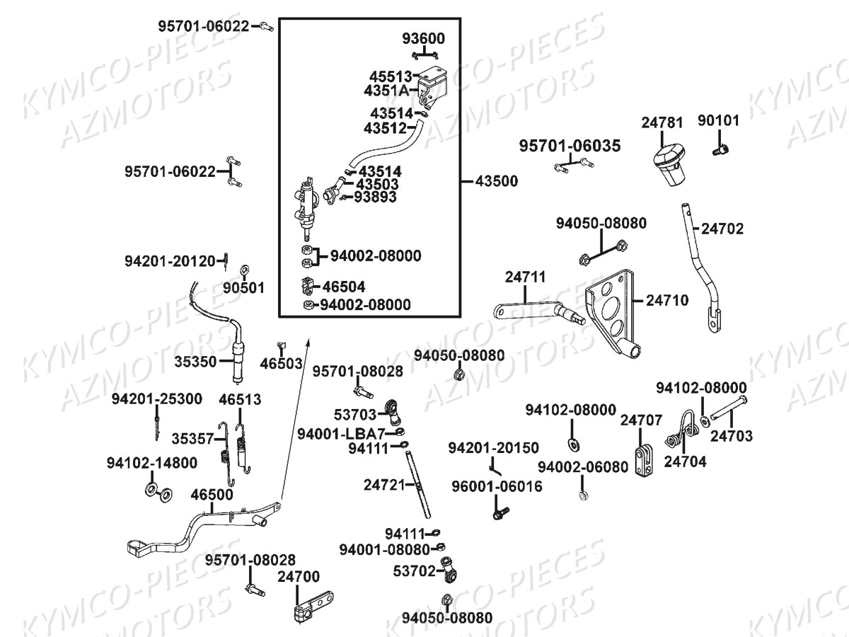 MAITRE CYLINDRE ARRIERE-SELECTION KYMCO Pieces MXU 300 US 4T EURO II