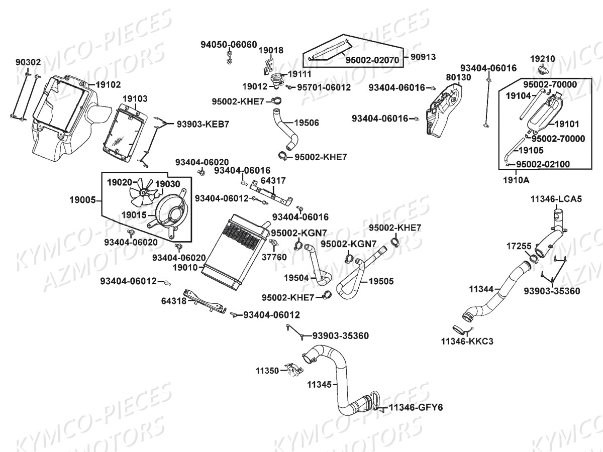 REFROIDISSEMENT KYMCO Pieces MXU 300 US 4T EURO II