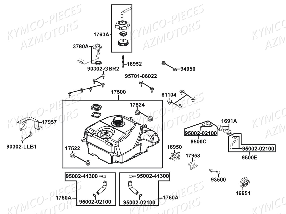 Reservoir A Carburant KYMCO Pieces MXU 300 US 4T EURO 2 (LA60GD)